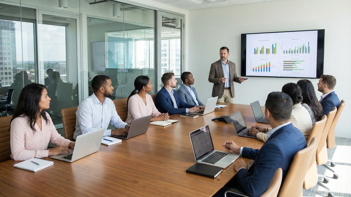 Corporate team in a professional training session